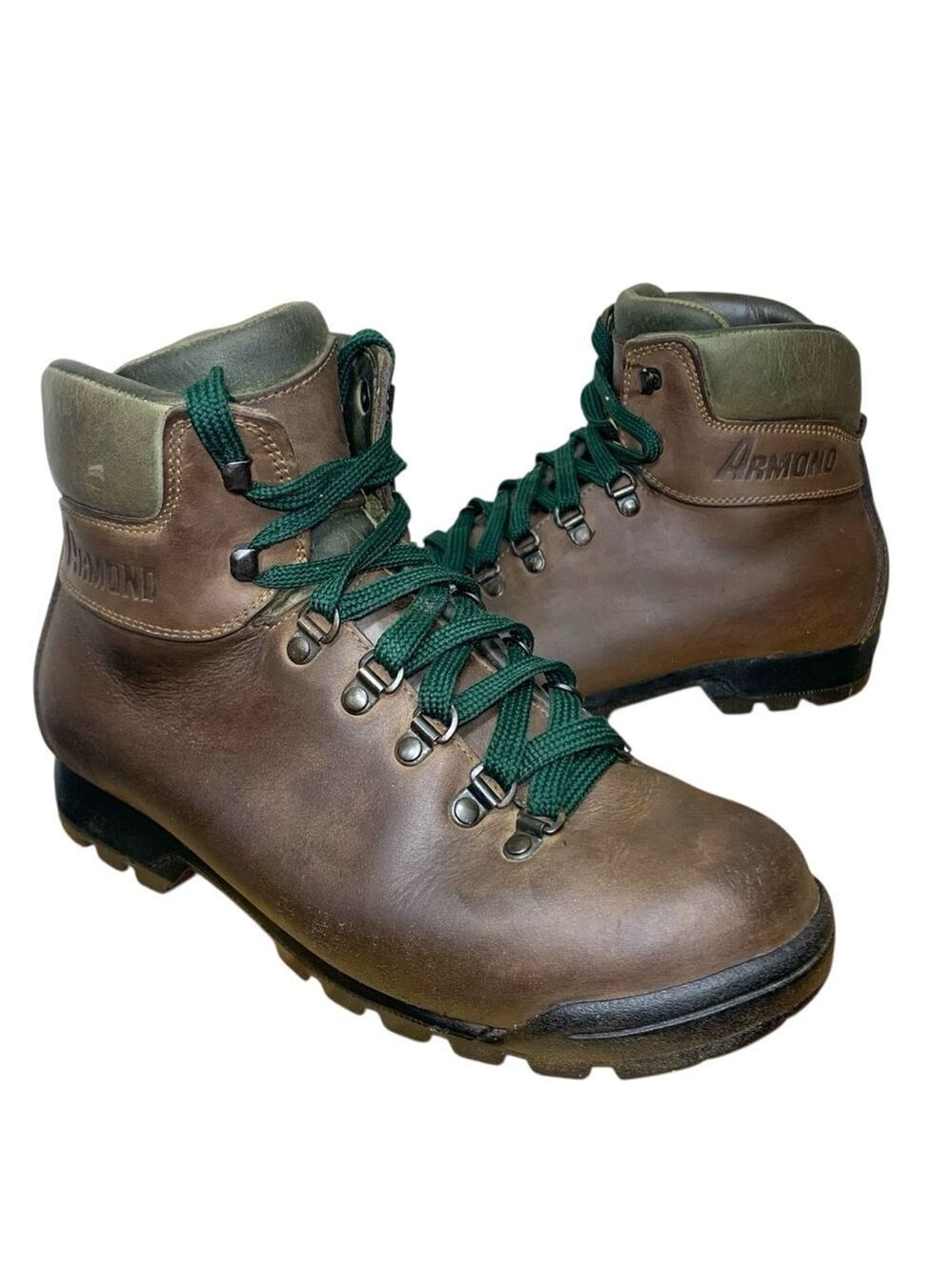 Armond Italy VTG Brown Leather Hiking Boots Vibram Mountain Sz 40  Cabincore